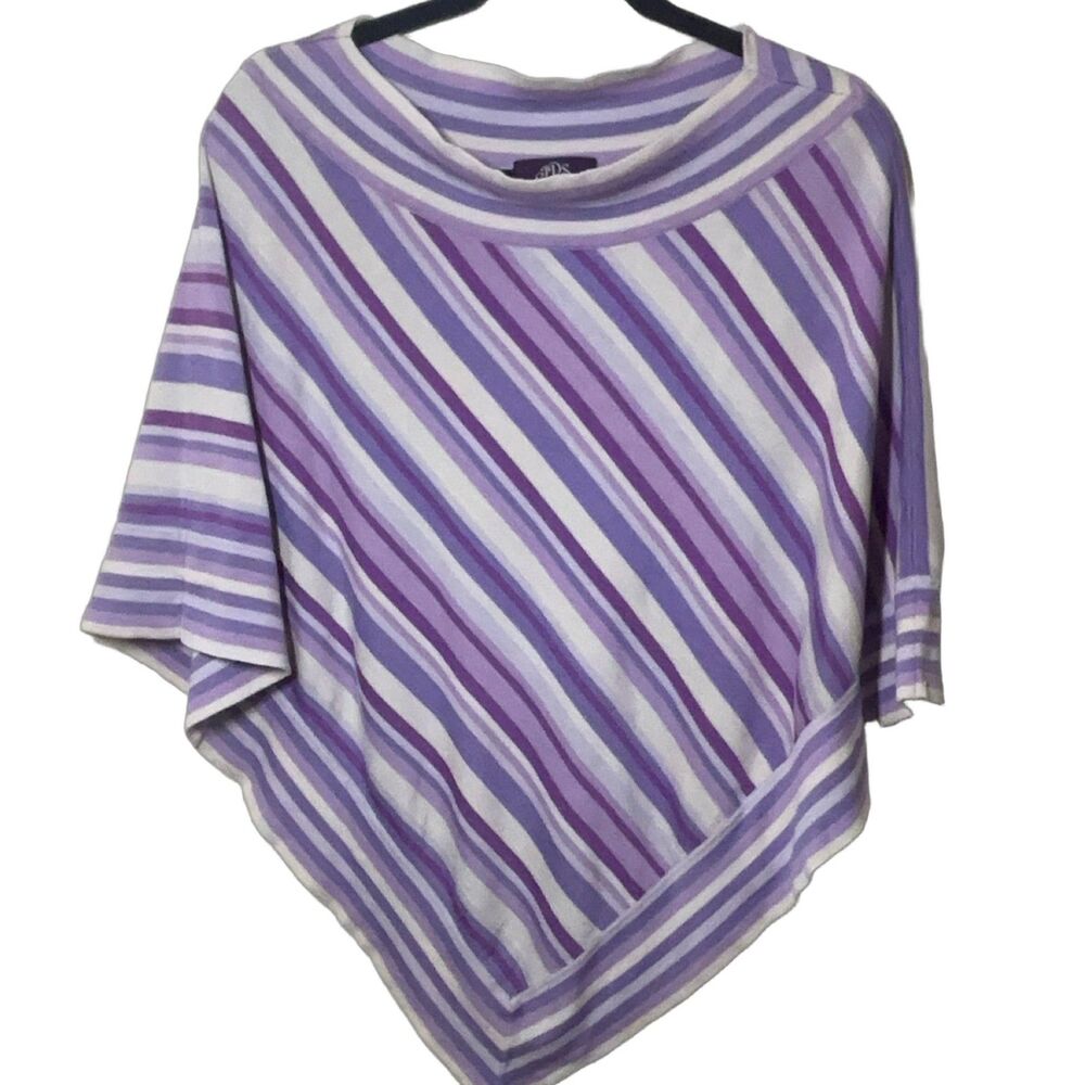 JDS COLLECTION Women's Poncho Shawl Wrap Silk Cotton Knit Striped Fall Spring